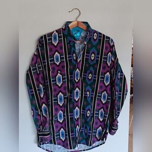 Roper Men's Purple and Green Patterned Shirt Jacket